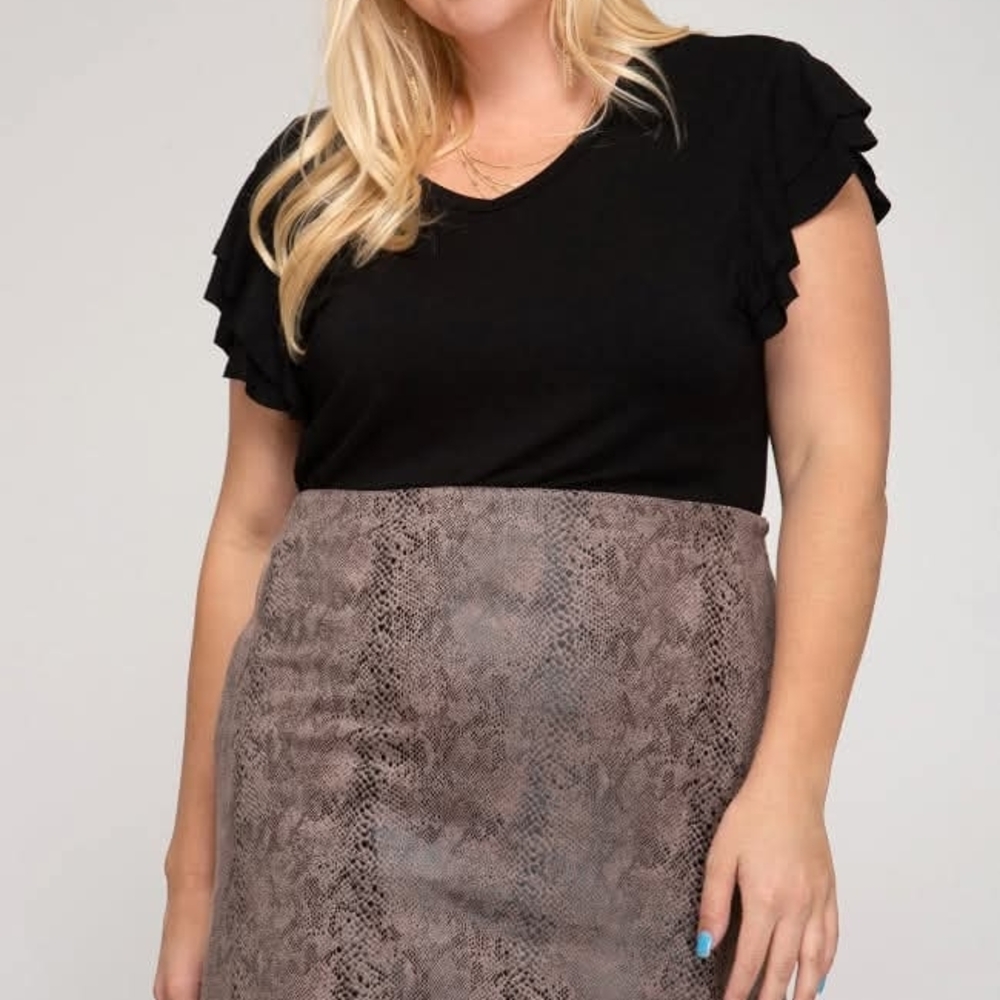 Plus Size Snakeskin Print Skirt